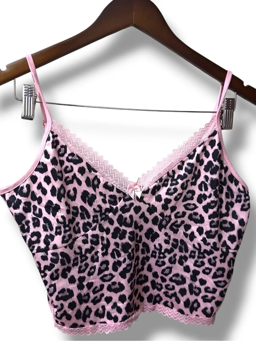 SHEIN | NWOT Pink Leopard Lace-Trim Cami & Short Pajama Lounge Sleep Set (sz L)
